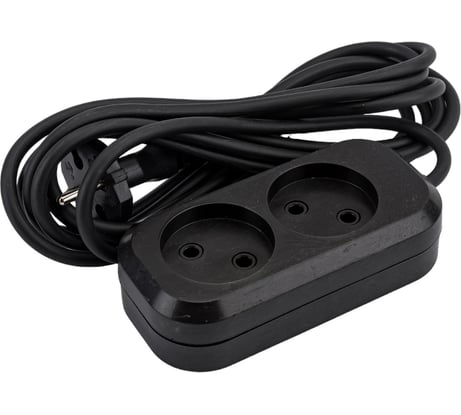 Сетевой удлинитель МПП УДЛИНИТЕЛЬ У-2-3, 1300 Вт, 6А, 2гнезда, 3 м, без заземления, черный, ПВС, 2x0,75 999000000003402