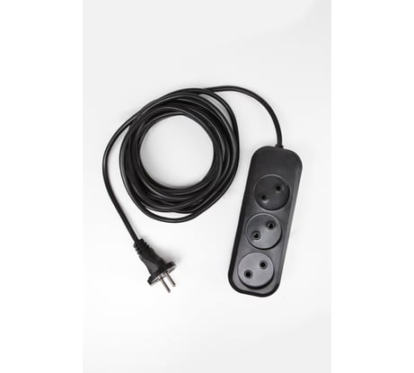 Сетевой удлинитель МПП УДЛИНИТЕЛЬ У-3-5, 1300 Вт, 6А, 3гнезда, 5 м, без заземления, черный, ПВС, 2x0,75 999000000003802