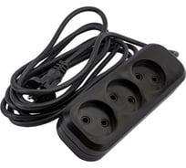 Сетевой удлинитель МПП УДЛИНИТЕЛЬ У-3-3, 1300 Вт, 6А, 3гнезда, 3 м, без заземления, черный, ПВС, 2x0,75 999000000003702
