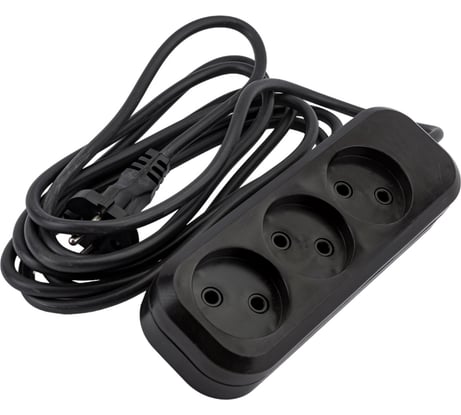 Сетевой удлинитель МПП УДЛИНИТЕЛЬ У-3-3, 1300 Вт, 6А, 3гнезда, 3 м, без заземления, черный, ПВС, 2x0,75 999000000003702