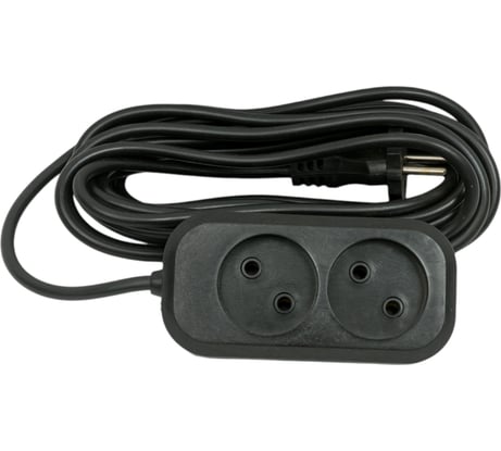 Сетевой удлинитель МПП УДЛИНИТЕЛЬ У-2-5, 1300 Вт, 6А, 2гнезда, 5 м, без заземления, черный, ПВС, 2x0,75 999000000003502