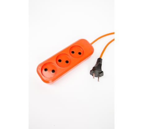Сетевой удлинитель МПП УДЛИНИТЕЛЬ У-3-1,5, 1300 Вт, 6А, 3гнезда, 1,5 м, без заземления, оранжевый, ПВС, 2x0,75 999000000003601