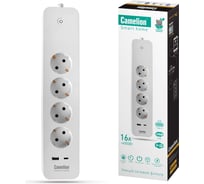 Сетевой фильтр Camelion Smart Home SZD/SH/4x1,5/WIFI (4гнезда 1,5м, 16A 4000В, USB+Type-С, WiFi+Счетчик) 14800