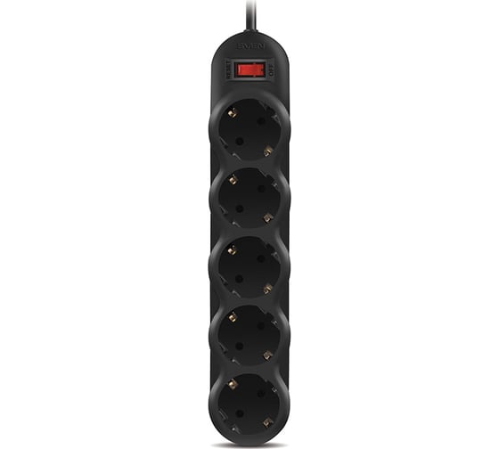 Фильтр SF-05L 1,8 м (5 розеток) черный, цветная коробка SVEN SV-015060