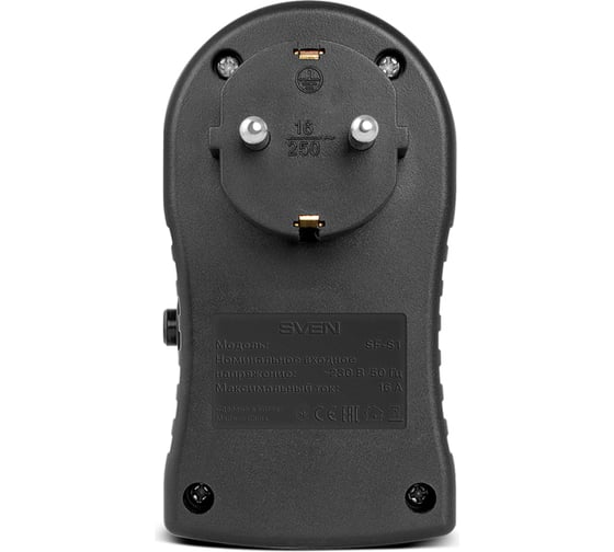 Фильтр SVEN SF-S1 (1 розетка, 16А, термопредохранитель), черный SV-014773