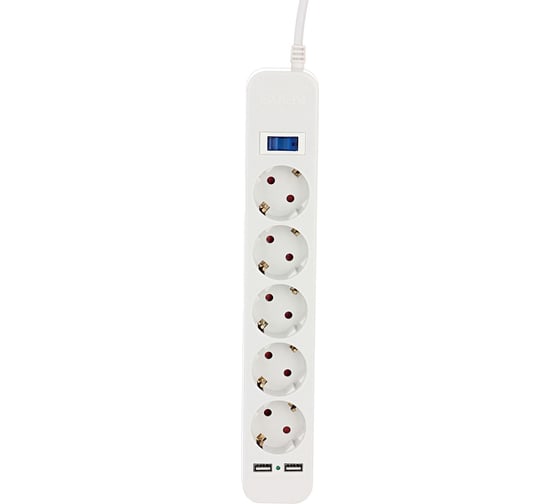 Фильтр SVEN SF-05LU 3,0 м (5 евро розеток,2 USB) белый, цветная коробка SV-017415 1
