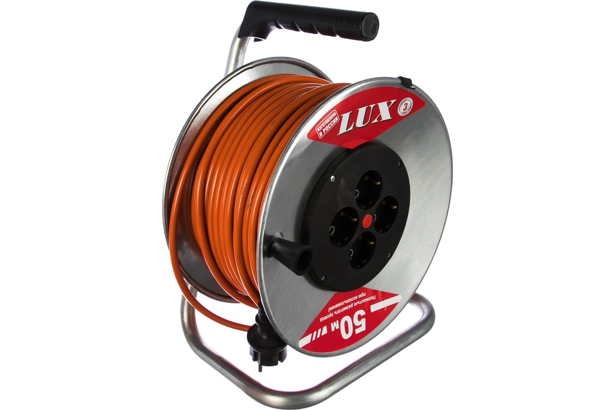 Силовой удлинитель на металлической катушке LUX 40150 К4-Е-50 50м 4 ...