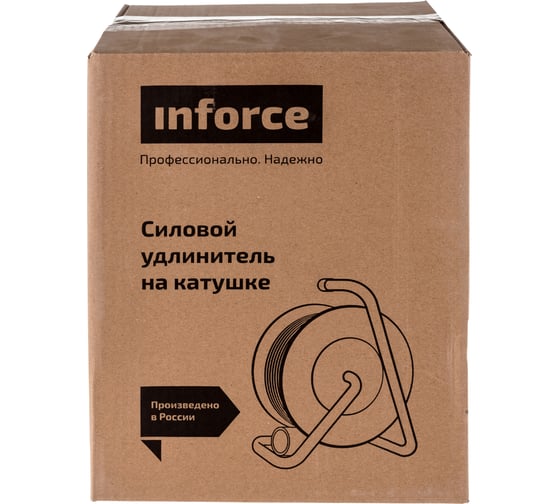 Силовой удлинитель на катушке Inforce К1-О-50 ПВС 2x0.75 50м, 6А, выносная розетка б/з 22050