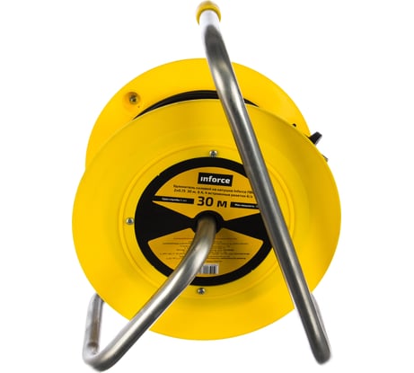 Силовой удлинитель на катушке Inforce К4-О-30 ПВС 2x0.75 30м, 6А, 4 встр. розетки б/з 24030