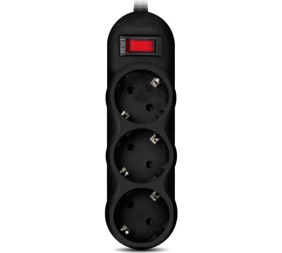 Фильтр SVEN SF-03L 5,0 м, 3 розетки, черный, цветная коробка SV-015053