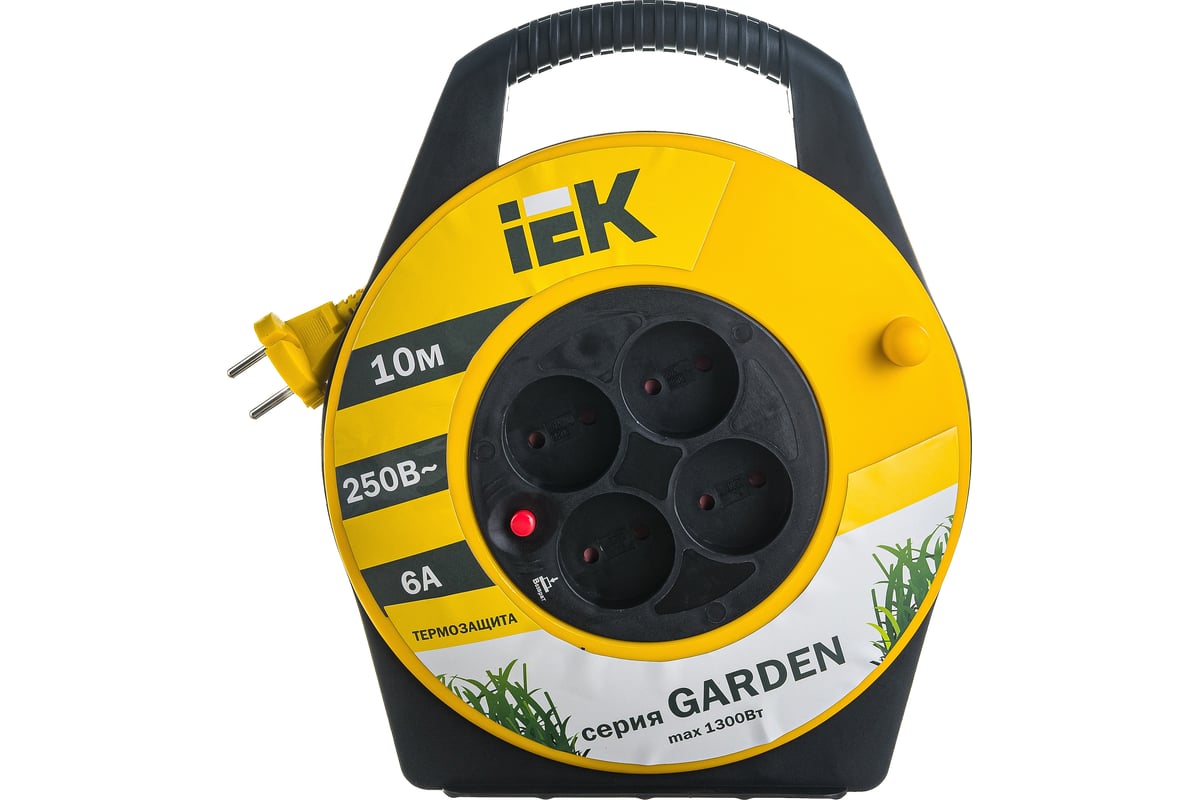 Удлинитель на катушке IEK 4х10м УК10 с термозащитой 2х0.75 Garden WKP23 ...
