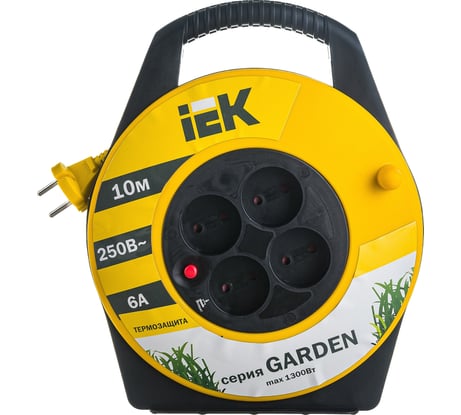 Удлинитель на катушке IEK 4х10м УК10 с термозащитой 2х0.75 Garden WKP23-06-04-10 277730
