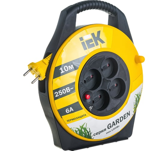 Удлинитель на катушке IEK 4х10м УК10 с термозащитой 2х0.75 Garden WKP23-06-04-10 277730