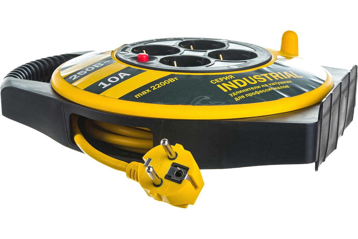 Удлинитель на катушке IEK 4х10м УК10 с термозащитой 3х1.0 Industrial ...