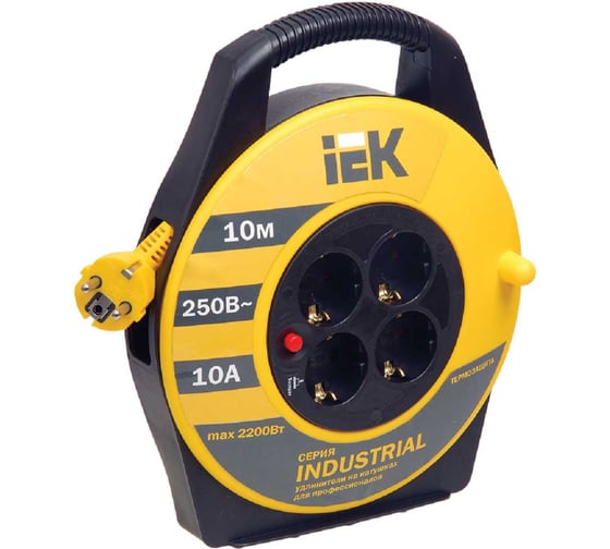 Удлинитель на катушке IEK 4х10м УК10 с термозащитой 3х1.0 Industrial WKP14-10-04-10 277734