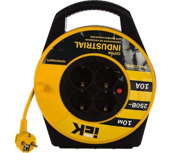 Удлинитель на катушке IEK 4х10м УК10 с термозащитой 3х1.0 Industrial WKP14-10-04-10 277734