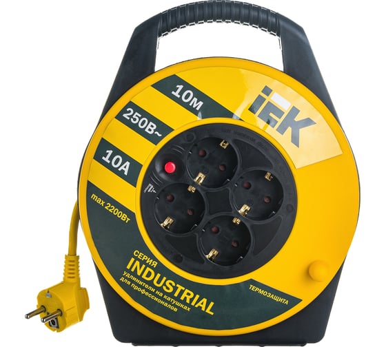 Удлинитель на катушке IEK 4х10м УК10 с термозащитой 3х1.0 Industrial WKP14-10-04-10 277734