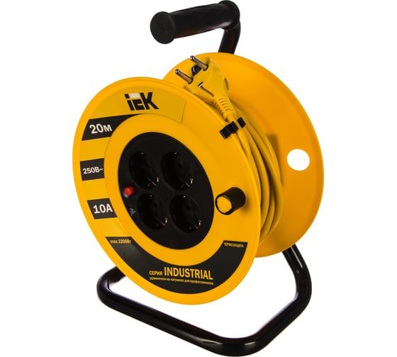 Удлинитель на катушке IEK 4х20м УК20 с термозащитой 3х1.0 Industrial WKP14-10-04-20 277735