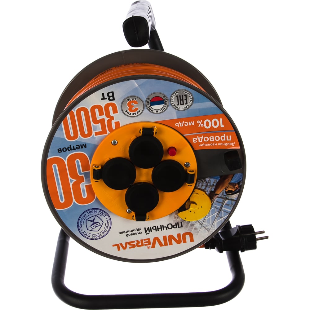 Удлинитель на катушке UNIVersal ВЕМ-250 IP-44 термо ПВС 3х2,5 4 гнезда ...