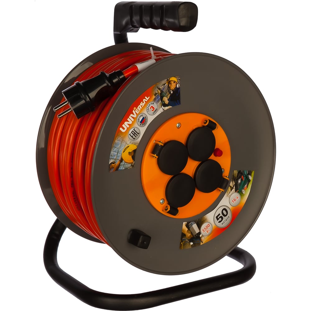 Удлинитель на катушке UNIVersal ВЕМ-250 IP-44 термо ПВС 3х2,5 4 гнезда ...