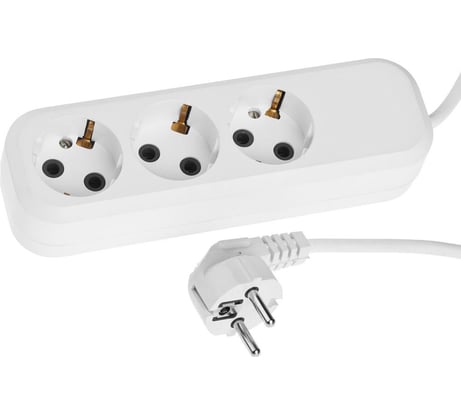 Электрический удлинитель ПВС 0.75кв мм, 3 гнезда, 2200Вт, 5м, заземление СИБИН 55034-5