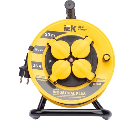 Удлинитель на катушке с термозащитой 4х20м УК20 3х1.5 IP44 IEK Industrial plus WKP15-16-04-20-44 280612