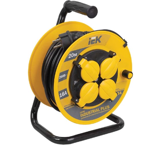 Удлинитель на катушке с термозащитой 4х20м УК20 3х1.5 IP44 IEK Industrial plus WKP15-16-04-20-44 280612