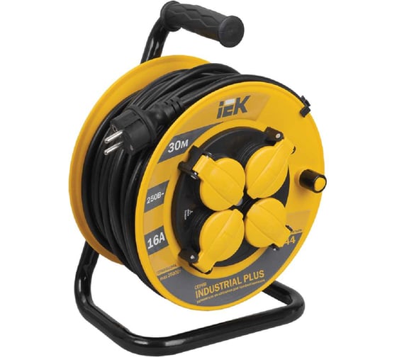 Удлинитель на катушке с термозащитой 4х30м УК30 3х1.5 IP44 IEK Industrial plus WKP15-16-04-30-44 280613