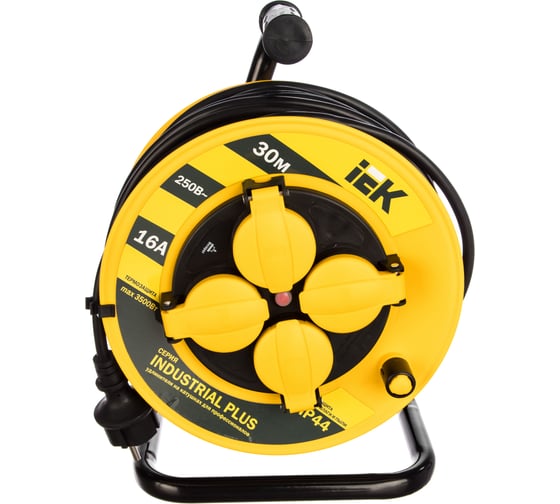 Удлинитель на катушке с термозащитой 4х30м УК30 3х1.5 IP44 IEK Industrial plus WKP15-16-04-30-44 280613