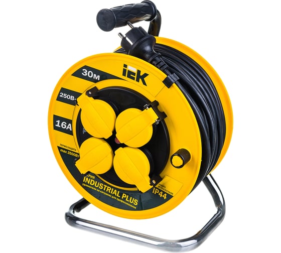Удлинитель на катушке с термозащитой 4х30м УК30 3х1.5 IP44 IEK Industrial plus WKP15-16-04-30-44 280613