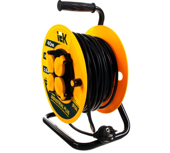 Удлинитель на катушке с термозащитой 4х40м УК40 3х1.5 IP44 IEK Industrial plus WKP15-16-04-40-44 280614