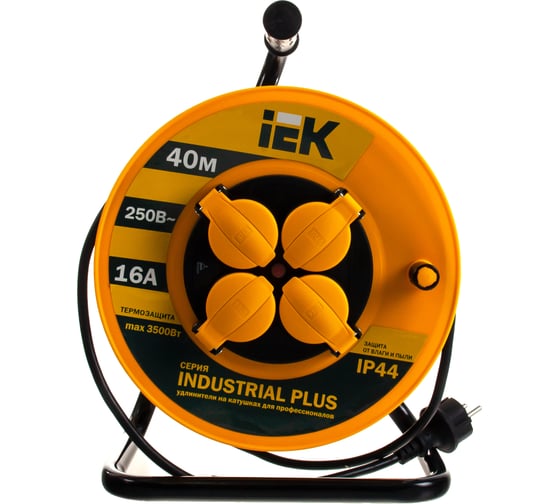 Удлинитель на катушке с термозащитой 4х40м УК40 3х1.5 IP44 IEK Industrial plus WKP15-16-04-40-44 280614