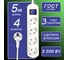 Бытовой удлинитель Power Cube 4р с/з выкл., 2200 вт, 10 а, 5 м 3x0,75 белый PC-4B-5M 5