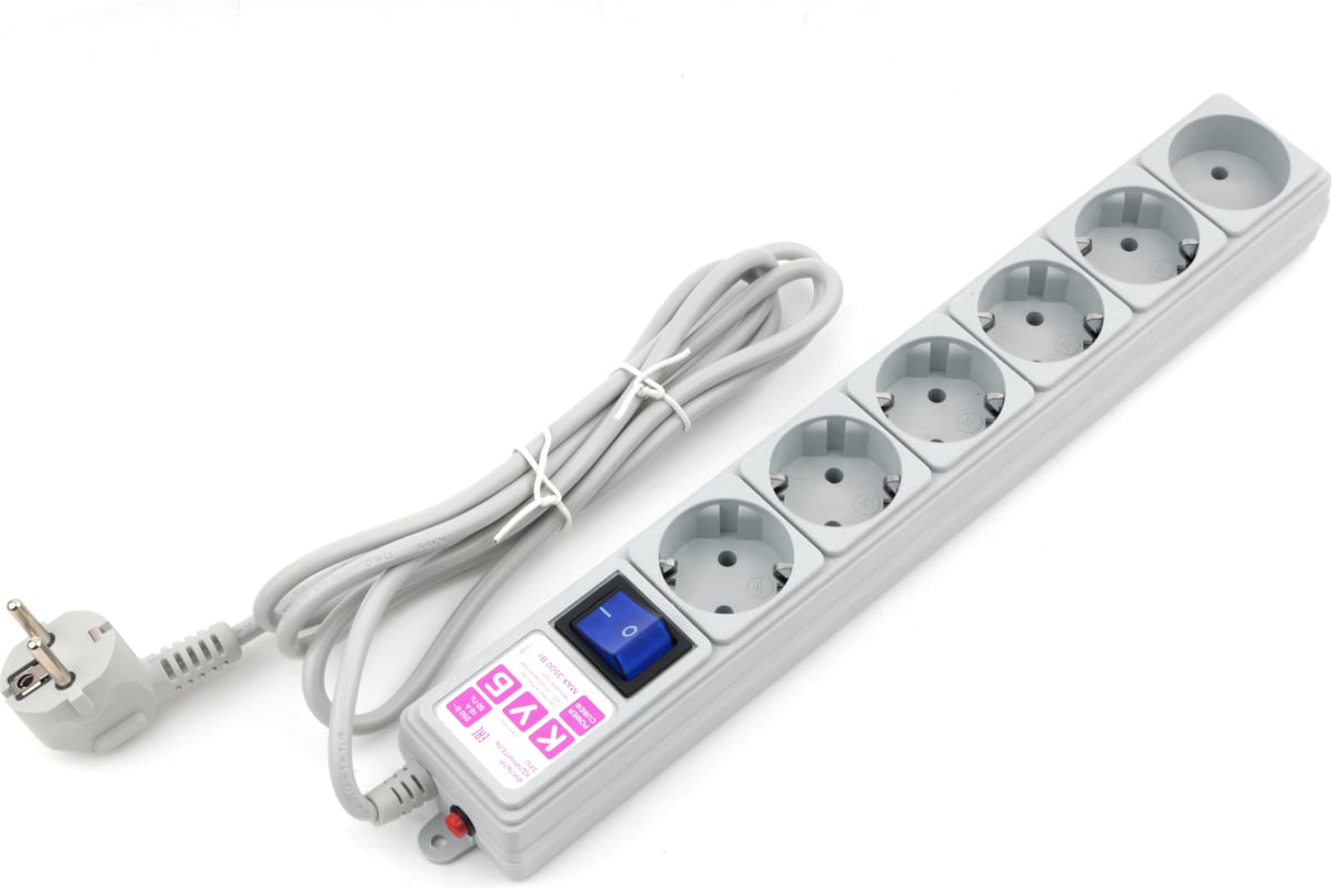 Фильтр-удлинитель Power Cube 1,9 м 6 розеток (серый) 16а/3,5квт SPG6-16 ...