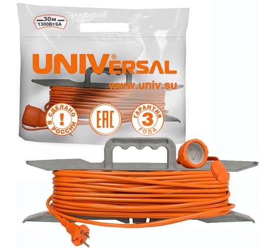 Удлинитель УШ-6 IP-54 рамка ПВС 2x0,75 30м UNIVersal 9632018