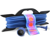 Морозостойкий шнур-удлинитель на рамке 6А 1роз. синий, 10м Power Cube PC-E1-F-10-R