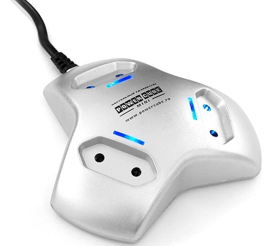 Настольная розетка 3р mini, 1.8м серебро Power Cube PCM-3S