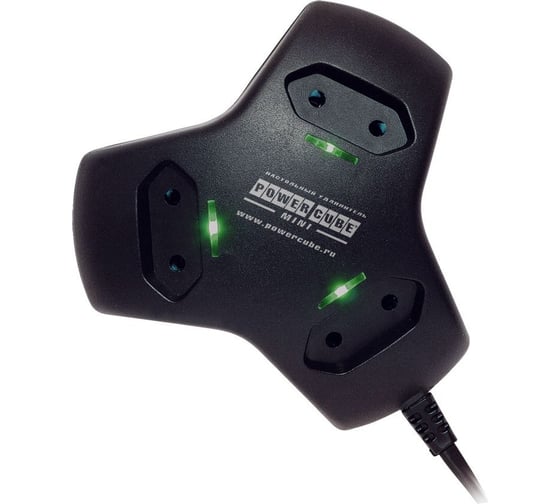 Настольная розетка 3р mini, 1.8м черная Power Cube PCM-3B 1