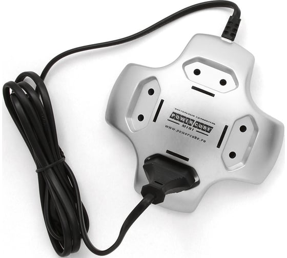 Настольная розетка 4р mini, 1.8м серебро Power Cube PCM-4S