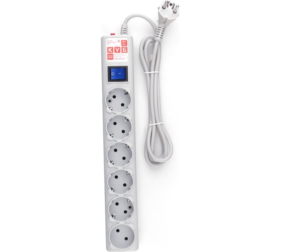 Сетевой фильтр Power Cube 1.9м 6роз серый SPG(5+1)-B-6