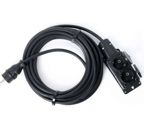 Силовой удлинитель шнур энаргит КГ 3x2,5 (2 розетки, 20 метров, ip 44, вилка/колодка из каучука) КГ325-20-2-44