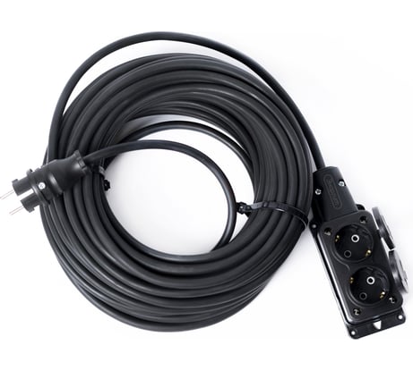 Силовой удлинитель шнур энаргит КГ 3x2,5 2 розетки, 40 метров, ip 44, вилка/колодка из каучука КГ325-40-2-44