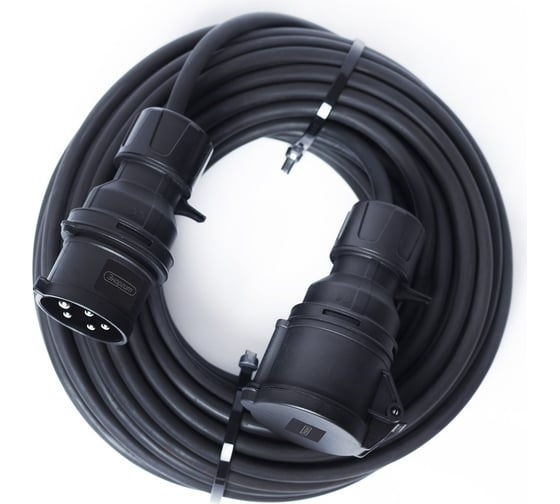 Удлинитель шнур энаргит 380 вольт (black), кг 5x1,5 (50 метров, 1 розетка - 16а/iec60309, ip 44) КГ515-50-1-44-BLACK