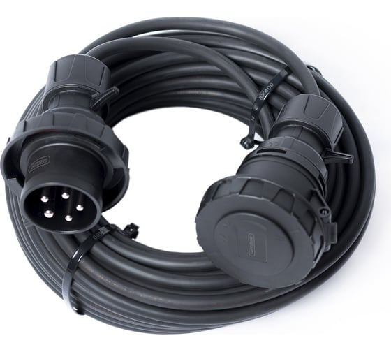 Удлинитель шнур энаргит 380 вольт (black), кг 5x2,5 (40 метров, 1 розетка - 32а/iec60309, ip 67) КГ525-40-1-67-BLACK 1