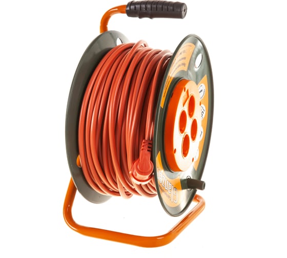 Силовой удлинитель на катушке 4 гн. 50 м ПВС 2х2,5 GLANZEN EB-50-008 00-00000525