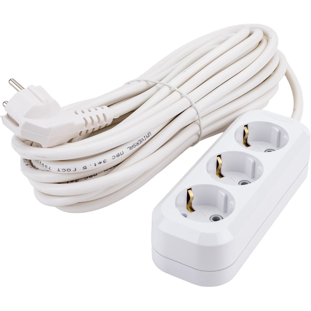 Удлинитель UNIVersal е-303а пвс 3/1,5 3гн. с заземлением, длина 10м ...