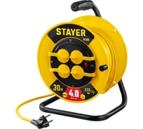 Силовой удлинитель на катушке STAYER ПВС 3x2.5 30м 4000Вт ip44 55064-30 26943068