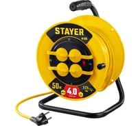 Силовой удлинитель на катушке STAYER ПВС 3x2.5 50м 4000Вт ip44 55064-50 26942996