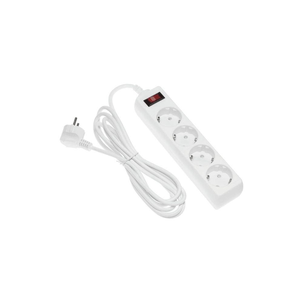 Сетевой фильтр HIPER 4 розетки с/з с выключателем, 16А, 3м, белый HE-4 ...