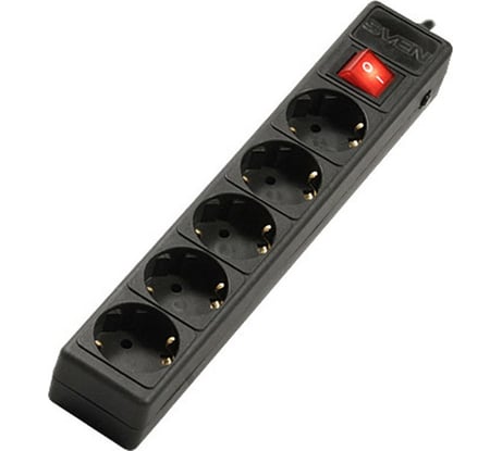 Сетевой фильтр 1.8м, 5 розеток, черный SVEN Optima Base 213